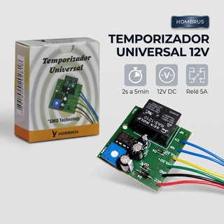Temporizador Universal 12v 2s A 5 Min Hombrus P/ Fechadura Portão Alarme