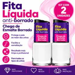 Kit 2 Esmaltes Fita Líquida Cora Anti-Borrado - Unhas Limpas 10ml
