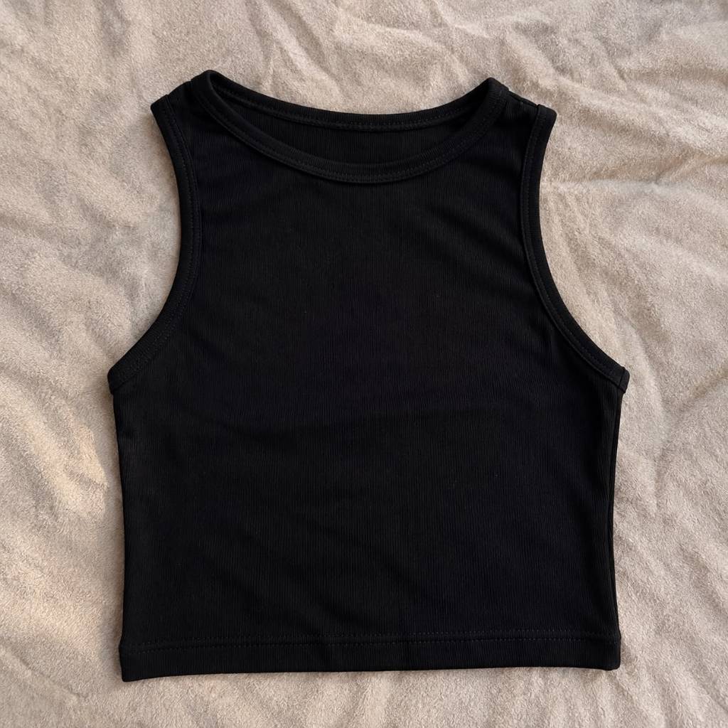 Regata Cropped Básica Canelada Premium Marrom Preta Curta Oferta Canelada Blusinha canelada Regata Nadadora Regatinha