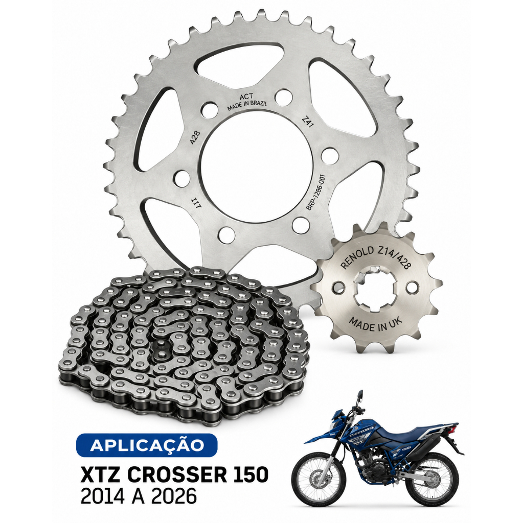 Kit Relação Tração Transmissão Xtz Crosser 150 2014 2015 2016 2017 2018 A 2025 MODELO ORIGINAL