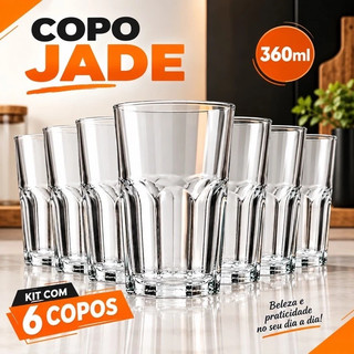 Conjunto 6 Copos de Vidro Linha Jade 360ml – Elegância, Resistência e Estilo na Sua Mesa!