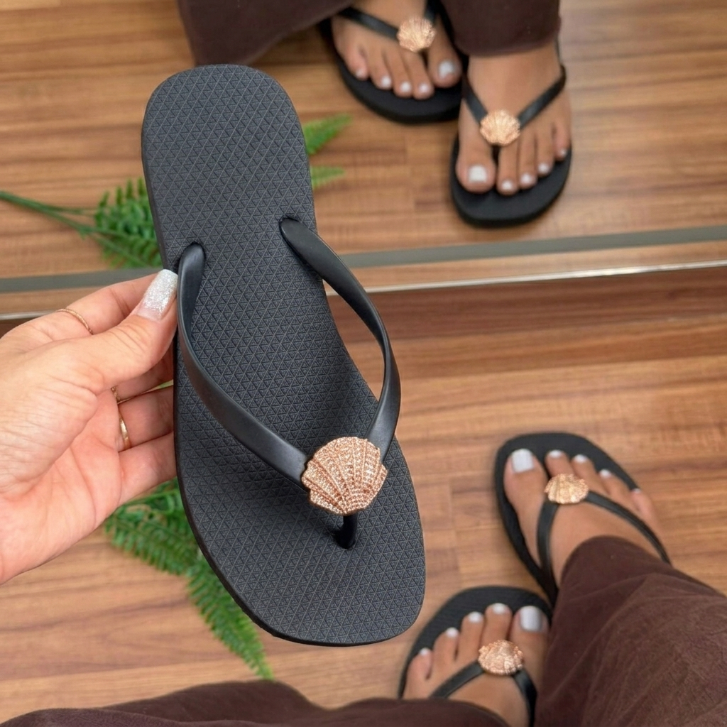 Chinelo Feminino Casual Sandália Rasteira Rasteirinha Chinelo Praia Verão Confortável Leve Macio