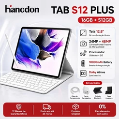 Hancdon Tablet S12 Plus 16GB RAM 512GB | Android 15 | Tela 12.8" FHD | Bateria 10000mAh | Para trabalho e entretenimento
