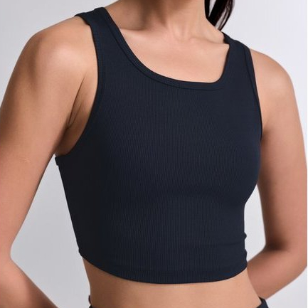 Imagem Top Fitness Feminino Canelado Nadador Academia Alta Sustentação Preto Arm Fitness