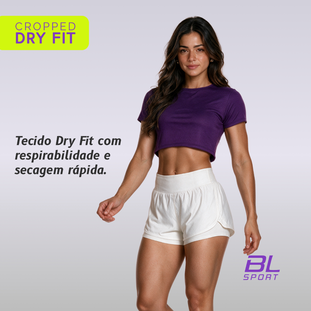 Cropped Fitness Curto Furadinho Academia Dry-Fit Caminhada Corrida Blusa Feminina