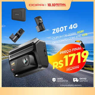 Câmera Veicular DDPAI Z60T 4G 3 Canais 4K+2K+1080P HDR Monitoramento Remoto Visão Noturna IR Wi-Fi GPS Tela de 3"