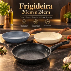 Frigideira 20cm/24cm Cerâmica Granito Antiaderente para Indução Gás e Cooktop