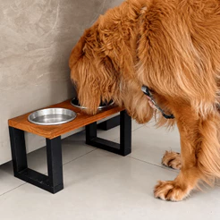 Comedor Alimentador Cachorro Gato Duas Tigelas Alumínio Pintura Impermeabilizante