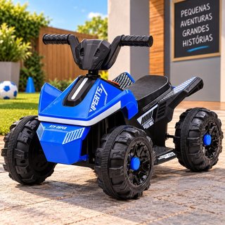 Quadriciclo Elétrico Infantil Bateria Recarregável 6V Super Future - Azul - Farol em LED