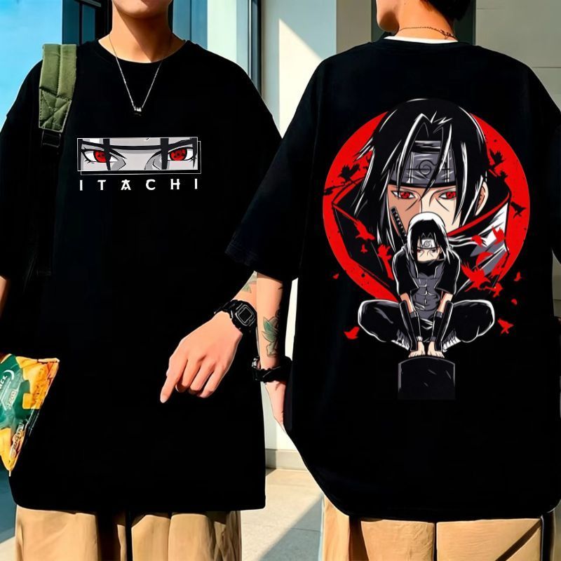[Camiseta Premium em Algodão Puro]VU Camiseta Básica Anime Naruto Itachi Camisa 100% Algodão Streetwear Lançamento
