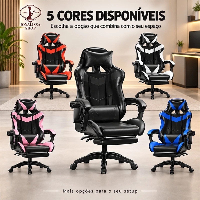 Cadeira Gamer Ergonômica - Escritório, Casa e Universitário com Reclinação e Altura Ajustável-F19