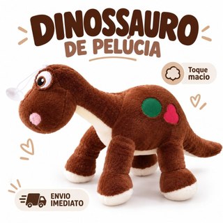 Dinossauro de Pelúcia Marrom 30cm Brinquedo Infantil Fofo