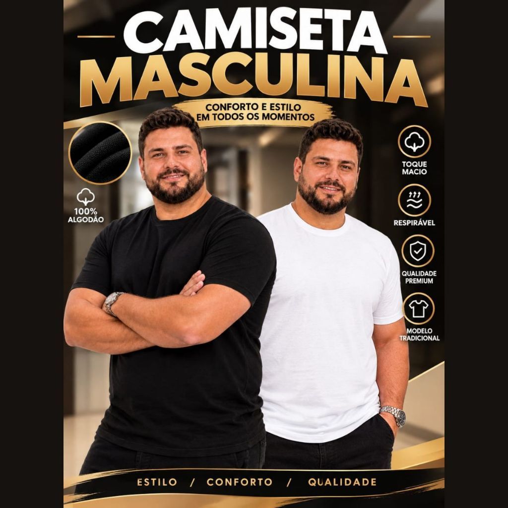 Camiseta básica do M ao G3 PLUS Size Masculina básica 100% Algodão lisa qualidade premium academia