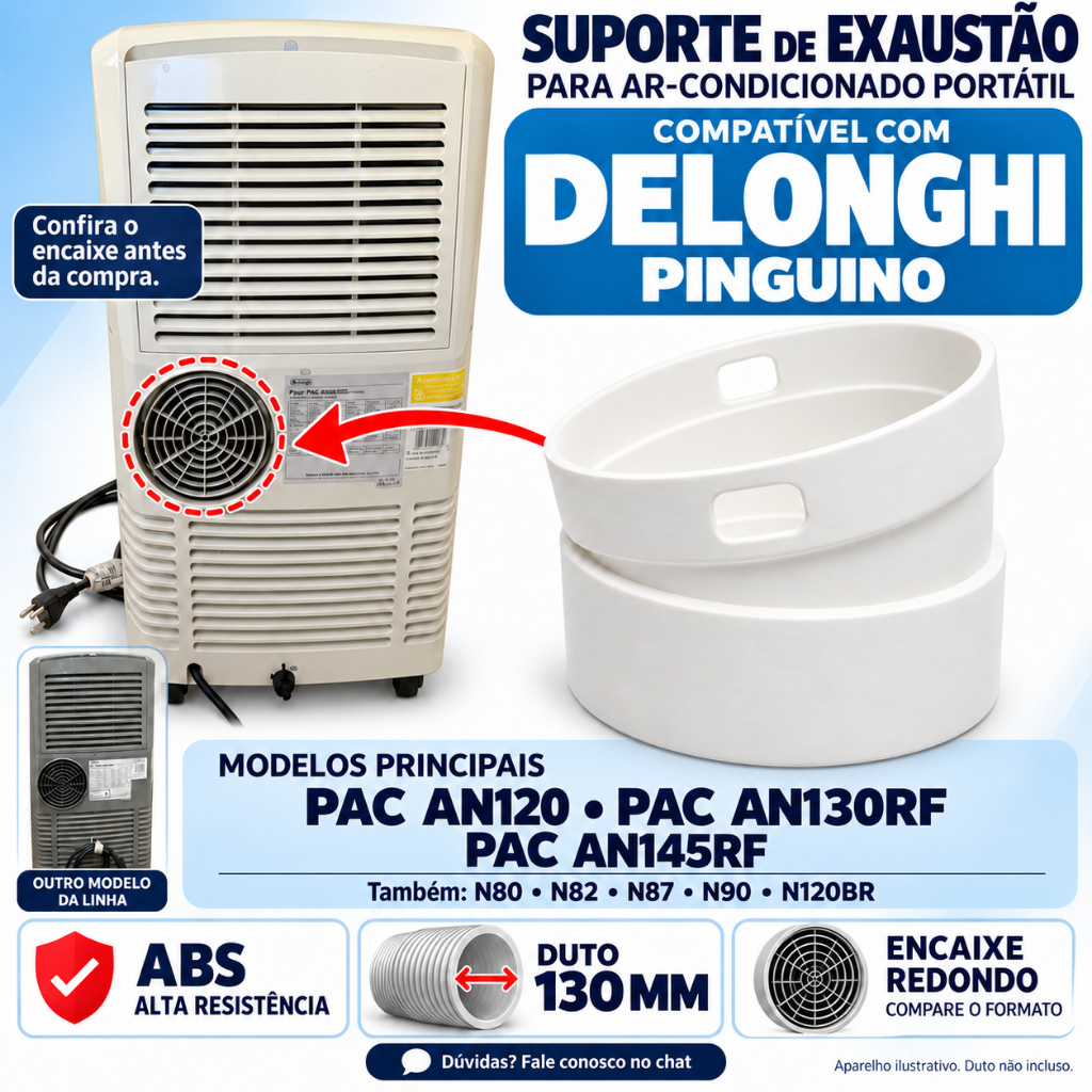 Adaptador Exaustão para Ar Condicionado Portátil DeLonghi Pinguino PAC AN120 AN130RF AN145RF 130mm