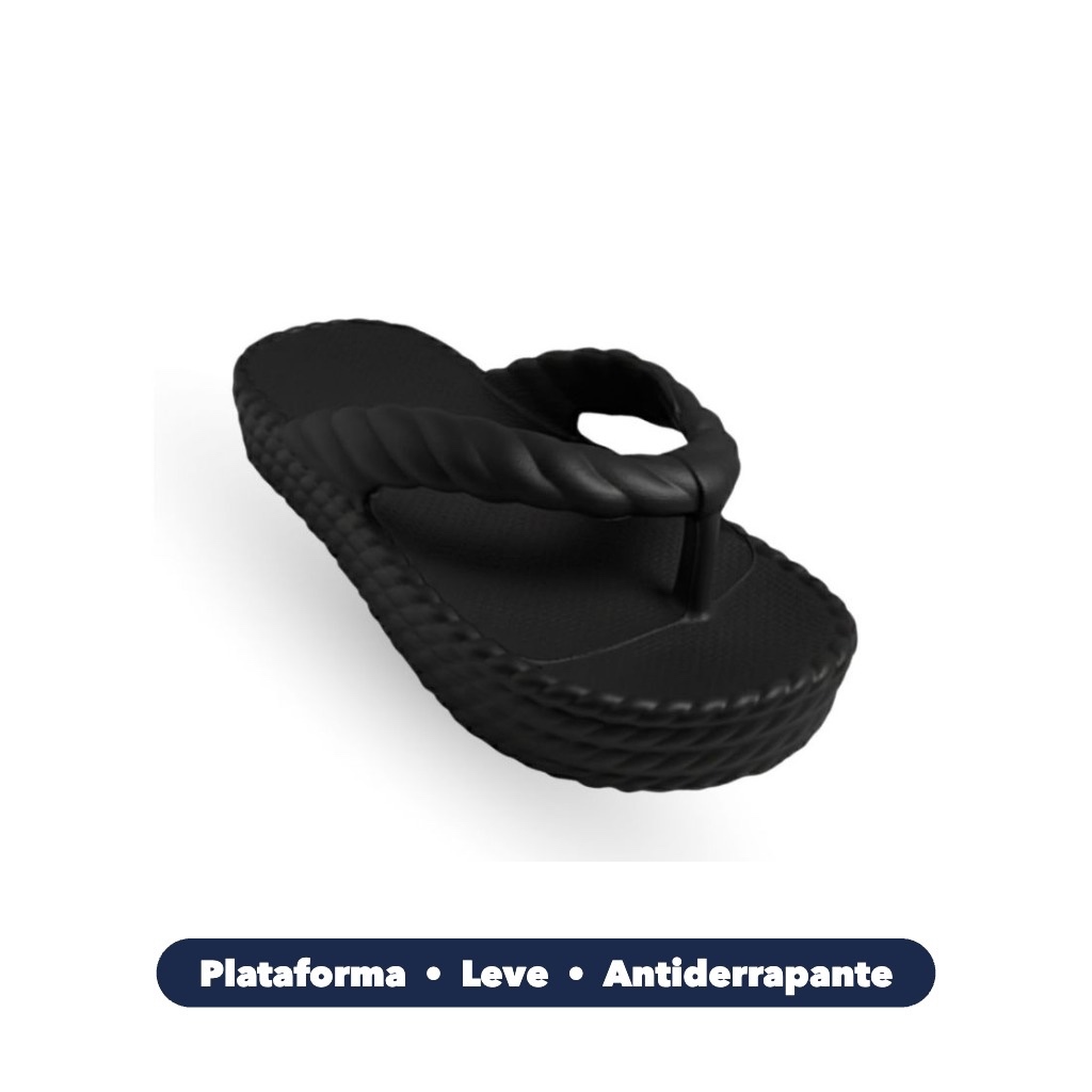 Chinelo Feminino Plataforma Nuvem Trançado de Dedo EVA Leve Macio Antiderrapante Confortável Sandália Yvate 2313