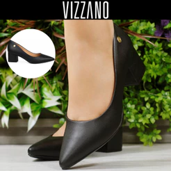 Scarpin Vizzano Sapato Salto Baixo Grosso Original Conforto 1220.315