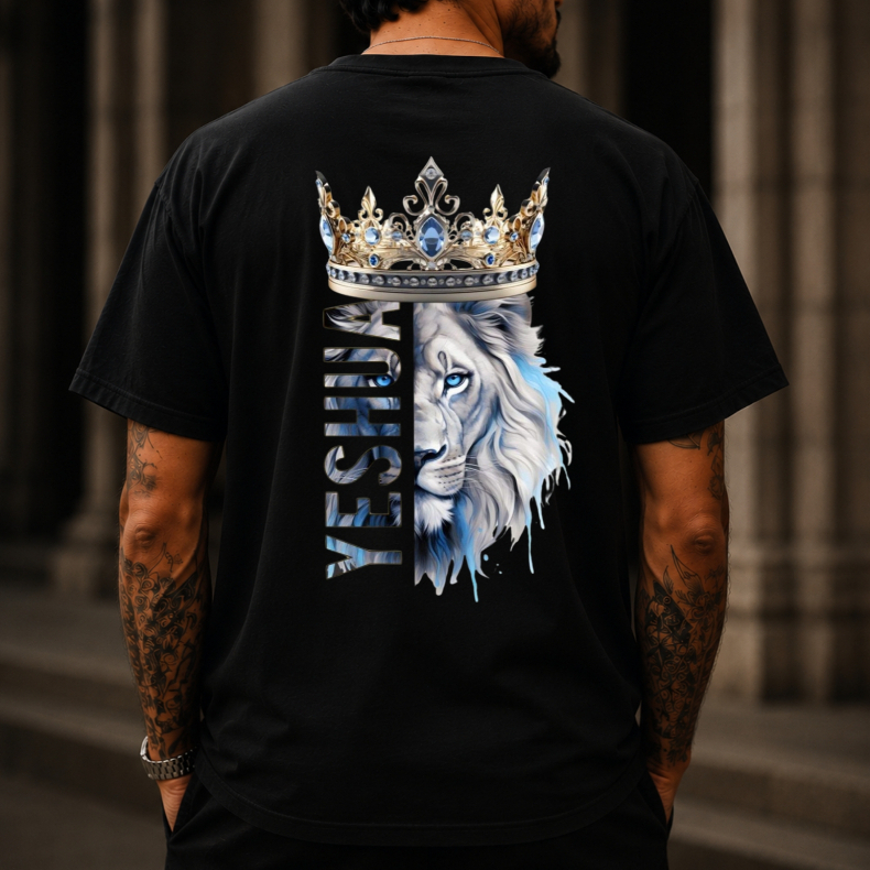 Camiseta Masculina 100% Algodão Estampada Yeshua Fé Cristã Elegante Estilosa Com Costura Reforçada