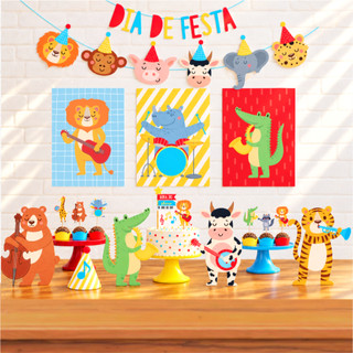 Kit festa Banda dos animais personalizado, só um bolinho,aniversário,mesversário, festa em casa.