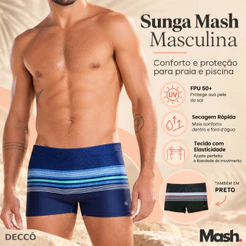 Sunga Boxer Masculina Mash Estampa Listratextura Cintura Elastica E Forro Interno