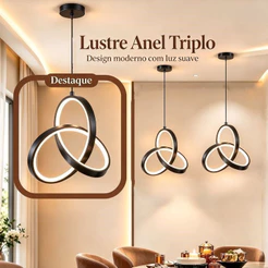 Lustre Pendente LED Design Interligado Moderno Altura Ajustável Bivolt 110V-220V para Sala de Jantar Cozinha e Hall