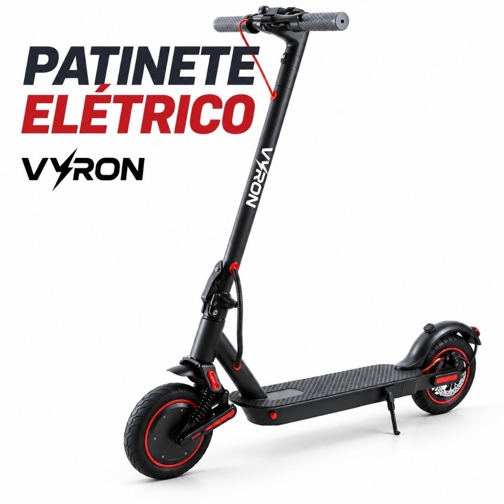 Patinete Elétrico Adulto Dobrável 650W Até 40km/h Autonomia Até 40km Pneus 10 Polegadas Suspensão Dupla 100kg