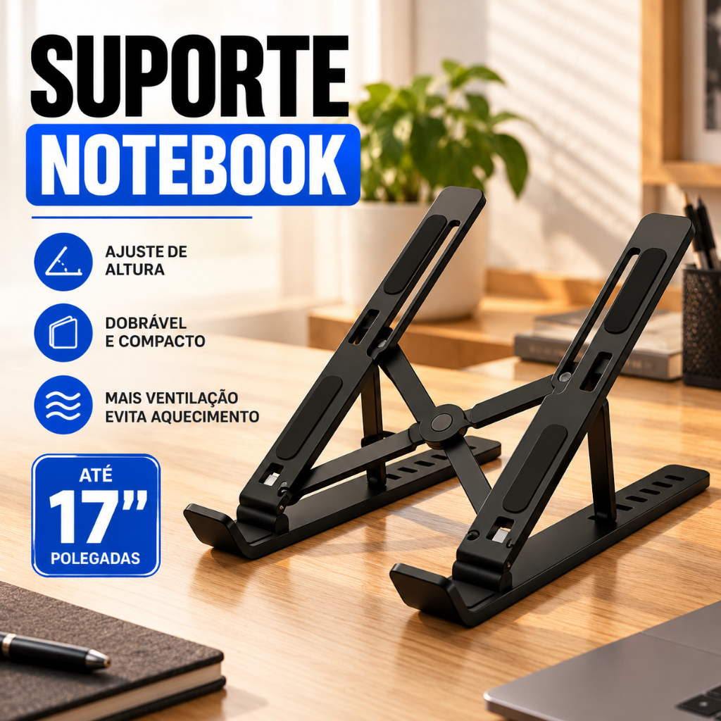 Suporte Para Notebook Aluminio Base Ajustavel Laptop Tablet Dobravel