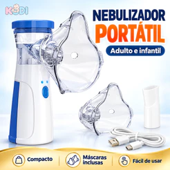 Nebulizador Portátil Mesh Adulto e Infantil com Máscaras e Bocal Alimentação USB-C ou Pilhas AA KODI