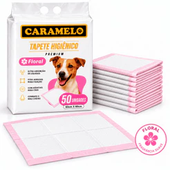 Tapete Higiênico Premium Floral - Caramelo - Alta Absorção - Não vaza - Com Adesivos para Fixar