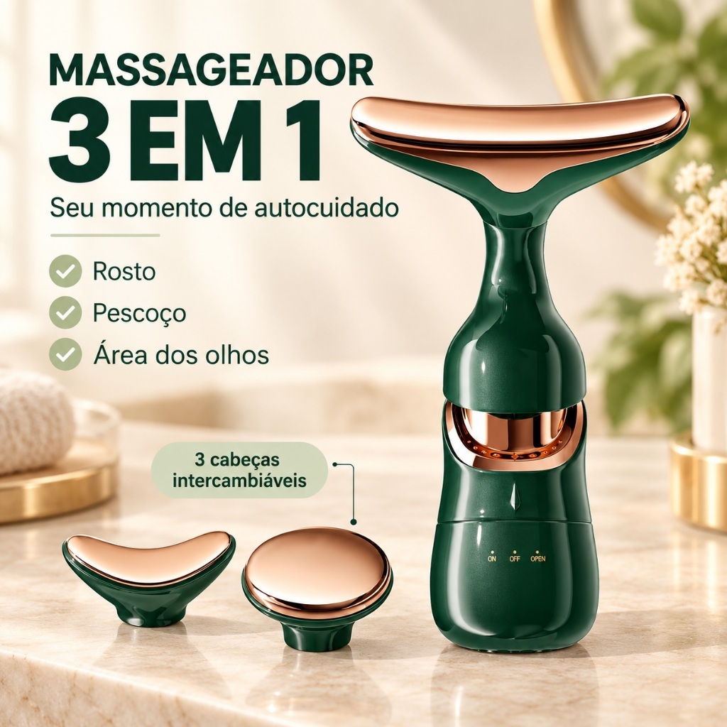 3 Em 1 Massageador Facial Pescoço Massageador Lifting Skin para Cuidado da Pele