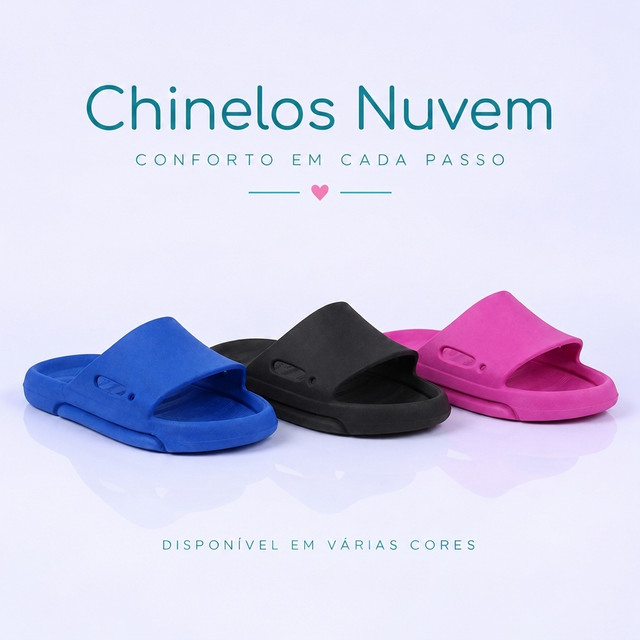 Chinelo Nuvem Slide Infantil Leve Confortável Diversas Cores Kidstep