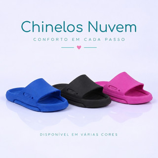Chinelo Nuvem Slide Infantil Leve Confortável Diversas Cores Kidstep