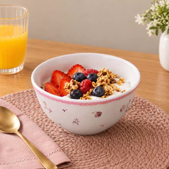 Bowl de Cerâmica Florescer 12 5cm Rosada Wolff para Sobremesas Frutas Cereais Petiscos Mesa Posta Café da Manhã Elegante
