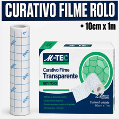 Curativo Filme Transparente 10cm x 1m - Missner - Filme Adesivo Curativo Película A Prova D'água
