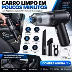 Mini Aspirador De Po Automotivo Portatil Recarregavel 6000pa Preto