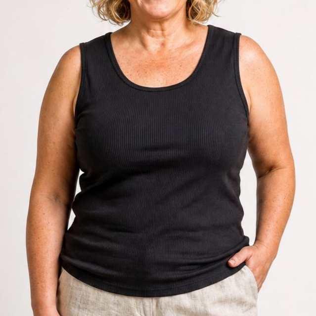 Regata Basica Feminina Plus Size com Elastano em Viscolycra Casual Estilosa