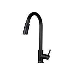 Torneira Para Cozinha Gourmet Misturador Monocomando Em Aço Inox 304 Fosco Muru Pingoo - Preto