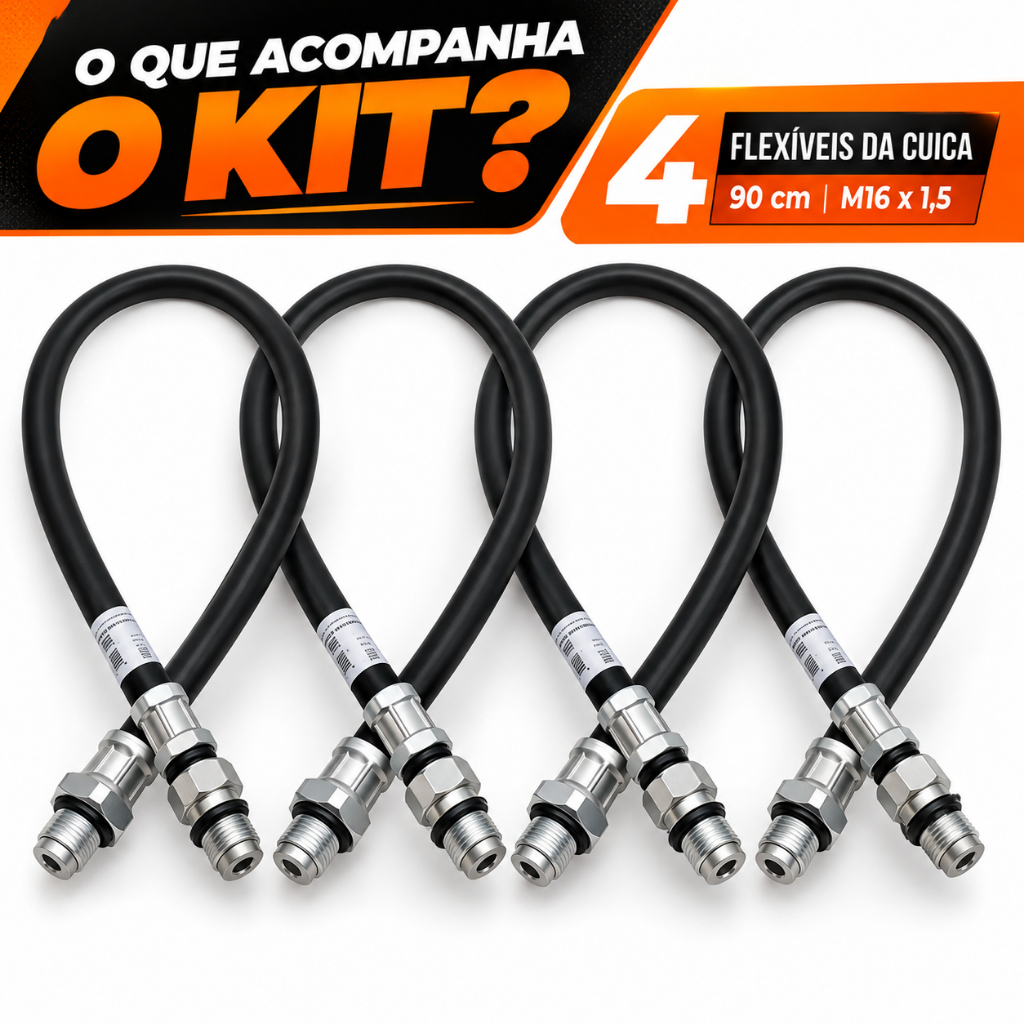 kit 4 Flexíveis da cuica 90cm M16x1,5 Randon Guerra Facchini — foto 4
