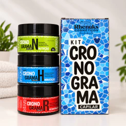 Kit Cronograma Capilar Rhenuks 3 Máscaras Hidratação Nutrição Reconstrução 250g Original Tratamento