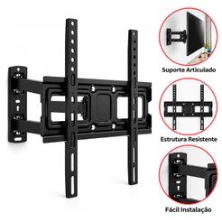 Suporte Articulado para TV 23 a 60 Polegadas até 35kg Aço Reforçado com Kit Instalação
