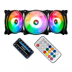 Kit Ventoinhas Pichau Dual Ring P1, ARGB, 3x120mm, Preta + Controladora, PG-DRP-BK01