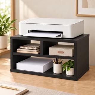 Suporte Para Impressora Com 3 Divisórias 40x30x20cm MDF 18mm Mesa Escritório Organizador Várias Cores
