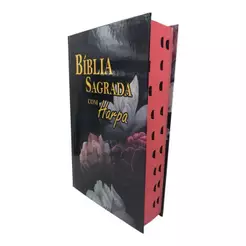 Bíblia Sagrada Tamanho Médio 12,5x19 cm Com Harpa Palavras de Jesus em Vermelho Capa Dura Black Flower