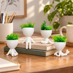 Kit 4 Mini Vasinhos COM Planta Inclusa, Lembrancinha, Decoração para Casa, Sala, Estante, Enfeite, 6 cm altura, cachepot