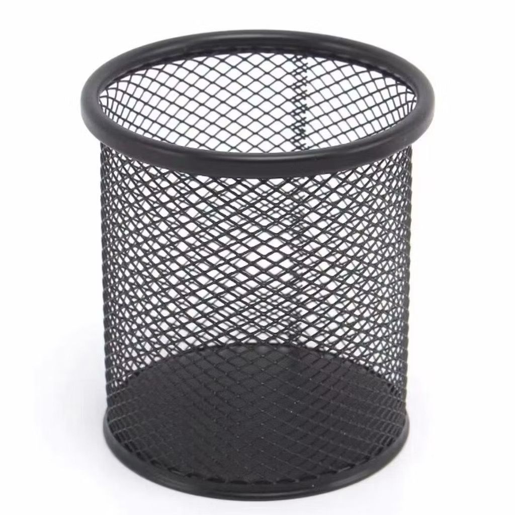 Suporte Porta Caneta e Lapis Aramado Redondo Preto – Organizador de Mesa Escritório