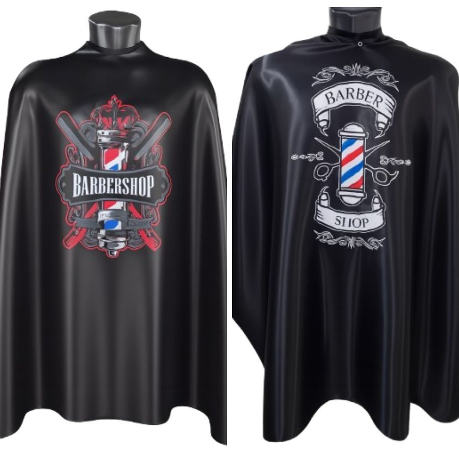 Capas de Corte Adulto Barbershop e Barberpoly em Cetim para Barbeiros Cabeleireiro Barbershop