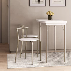 Conjunto Sala de Jantar Palermo com Mesa e 2 Cadeiras Carraro Branco/Prata
