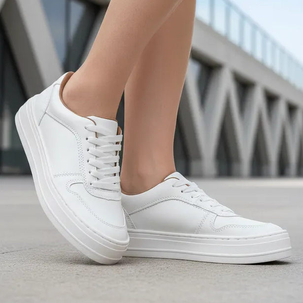 Tênis feminino casual Sapatenis Branco Tenehi blogueira