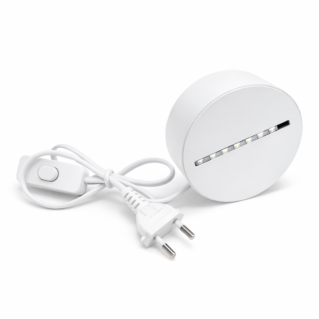 Base Redonda para Abajur Mesa Acrilico Tomada com Interruptor Cor Branca Bivolt