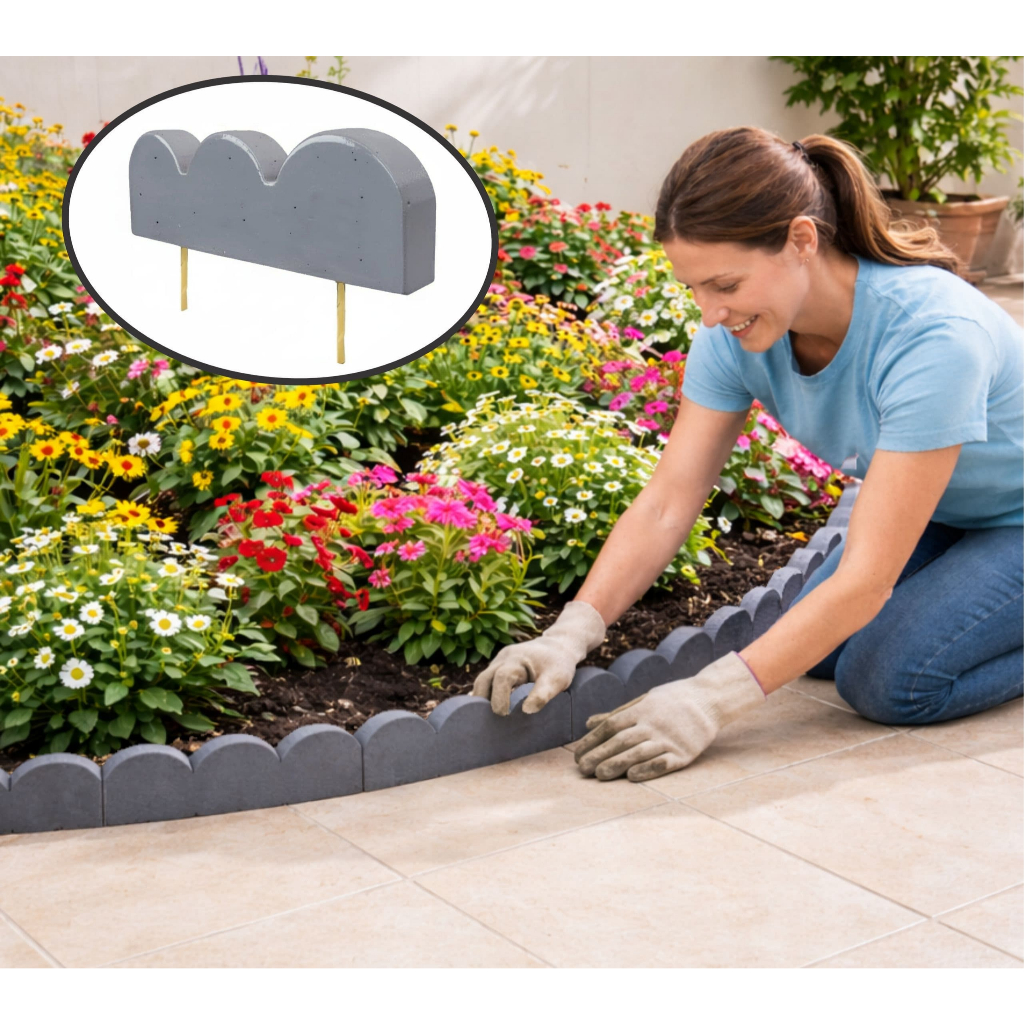 2 Metros Limitador Ecológico Divisor de Grama Ondulado Contenção De Jardim e Horta de Cimento