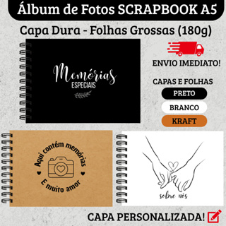 Álbum de Fotos A5 Scrapbook Capa Dura - Colar fotos, Caderno, Livro Memórias Polaroid em Oferta na Shopee